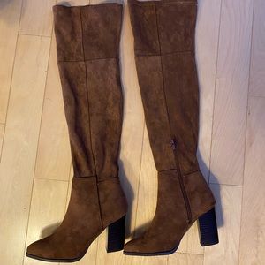 Over the knee tan boots